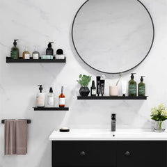 Bathroom Shelf Black Aluminum Kitchen Accessories Nail Bathroom Organizer Shower Storage Rack Shampoo Cosmetic White Shelves