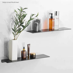 Bathroom Shelf Black Aluminum Kitchen Accessories Nail Bathroom Organizer Shower Storage Rack Shampoo Cosmetic White Shelves