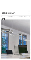 Nordic Led Ring Chandelier Modern Design Rose Gold Black White and Gold Lamp For Living Room Staircase Hotel Kitchen Bar Lights