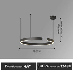 Nordic Led Ring Chandelier Modern Design Rose Gold Black White and Gold Lamp For Living Room Staircase Hotel Kitchen Bar Lights