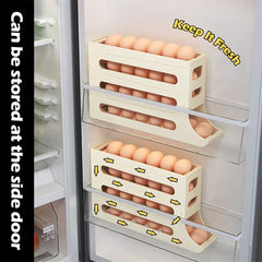 4 Layers Automatic Rolling Egg Holder Rack Kitchen Refrigerator Egg Dispenser Fridge Egg Storage Box Kitchen Storage Container