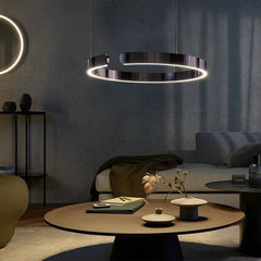 Nordic Led Ring Chandelier Modern Design Rose Gold Black White and Gold Lamp For Living Room Staircase Hotel Kitchen Bar Lights