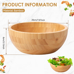 Bamboo Mixing Bowls Serving Plates Tableware Large Capacity Salad Bowl Dishes for Noodles Snacks Fruits Dessert Kitchen supplies
