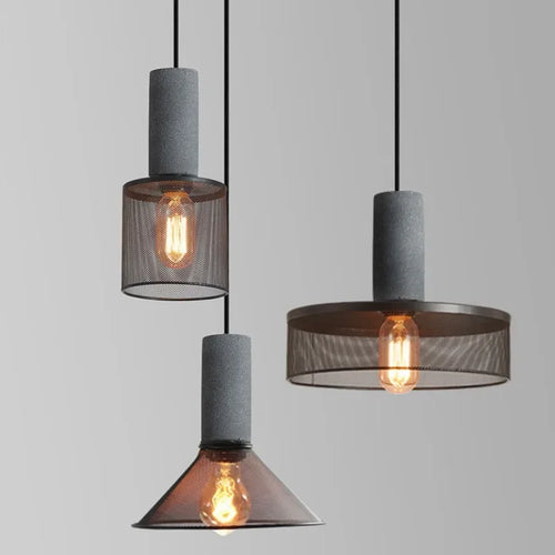 Vintage Concrete Pendant Light Fixture America Retro Hanging Lamps Bar Shop Restaurant Indoor Cement Kitchen Decoration Loft