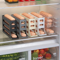 4 Layers Automatic Rolling Egg Holder Rack Kitchen Refrigerator Egg Dispenser Fridge Egg Storage Box Kitchen Storage Container