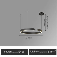 Nordic Led Ring Chandelier Modern Design Rose Gold Black White and Gold Lamp For Living Room Staircase Hotel Kitchen Bar Lights