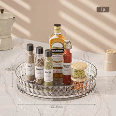 1Pc Kitchen Storage Spice Rack 360 Degree Rotating Cabinet Organizer Tray Non-Slip Spice Round Rack Plate Cosmetic Organizer