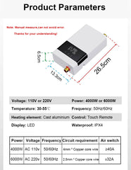Remote Instantaneous Tankless Electric Hot Water Heater Kitchen Instant Heating Faucet Tap Bathroom Shower Temperature Setting