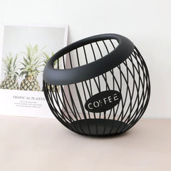 Coffee Pod Metal Holder Large Capacity Ball Shaped Holder Storage Basket Fruit Plate Drain Basket Home Kitchen Storage Basket
