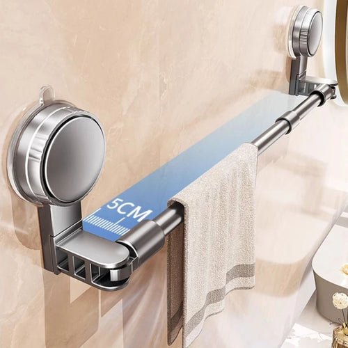 30-80cm Bathroom Suction Cup Wall Towel Holder No-punching Retractable Towel Robe Coat Rack Kitchen Bathroom Organizer Shelf Acc