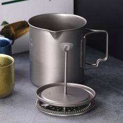 Lixada 750ml Titanium Coffee Cup Mug French Press Pot Coffee Maker Outdoor Camping Cooking Pot with Folding Titanium Spoon