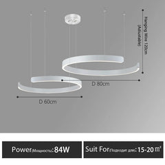 Nordic Led Ring Chandelier Modern Design Rose Gold Black White and Gold Lamp For Living Room Staircase Hotel Kitchen Bar Lights