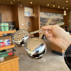 2pcs/set Soup Spoon and Slotted Spoon Set Long Handle Hot Pot Serving Utensil with Ergonomic Grip for Home Kitchen Use