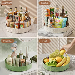 1Pc Kitchen Storage Spice Rack 360 Degree Rotating Cabinet Organizer Tray Non-Slip Spice Round Rack Plate Cosmetic Organizer