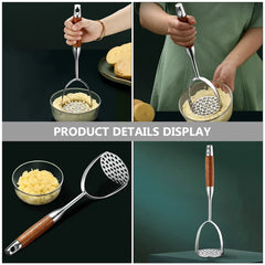 Potato Masher Mashed Potatoes Tool Avocado Metal Wood Stainless Steel Household Presser Kitchen Gadget Baby Vegetable
