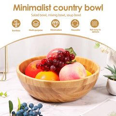 Bamboo Mixing Bowls Serving Plates Tableware Large Capacity Salad Bowl Dishes for Noodles Snacks Fruits Dessert Kitchen supplies