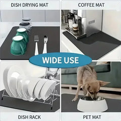 Marble Dish Drying Mat for Kitchen Golden Grey Marble Dishes Pad Dish Drainer Rack Mats Absorbent Fast Dry Kitchen