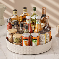 1Pc Kitchen Storage Spice Rack 360 Degree Rotating Cabinet Organizer Tray Non-Slip Spice Round Rack Plate Cosmetic Organizer