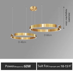 Nordic Led Ring Chandelier Modern Design Rose Gold Black White and Gold Lamp For Living Room Staircase Hotel Kitchen Bar Lights