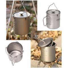 Lixada 750ml Titanium Coffee Cup Mug French Press Pot Coffee Maker Outdoor Camping Cooking Pot with Folding Titanium Spoon