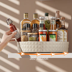1Pc Kitchen Storage Spice Rack 360 Degree Rotating Cabinet Organizer Tray Non-Slip Spice Round Rack Plate Cosmetic Organizer