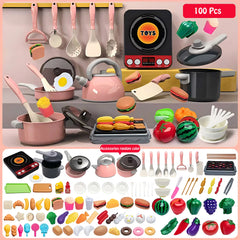 Kids Kitchen Toys Set 28/85PCS Play Kitchen Accessories Kit With Play Pots Pretend Food Cooking Toy Toddler Children's Day Gifts