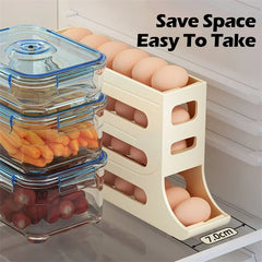 4 Layers Automatic Rolling Egg Holder Rack Kitchen Refrigerator Egg Dispenser Fridge Egg Storage Box Kitchen Storage Container
