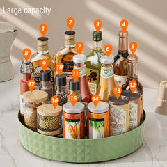 1Pc Kitchen Storage Spice Rack 360 Degree Rotating Cabinet Organizer Tray Non-Slip Spice Round Rack Plate Cosmetic Organizer