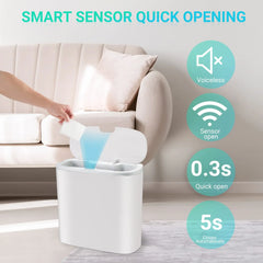 Automatic Bathroom Trash Can with Lid, Touchless Small Trash Can, Motion Sensor Waterproof Slim Garbage Can for Kitchen, Bedroom