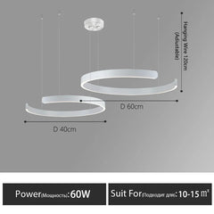Nordic Led Ring Chandelier Modern Design Rose Gold Black White and Gold Lamp For Living Room Staircase Hotel Kitchen Bar Lights