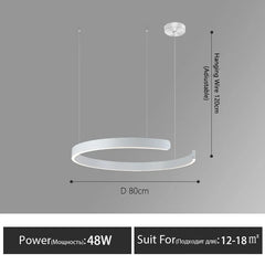 Nordic Led Ring Chandelier Modern Design Rose Gold Black White and Gold Lamp For Living Room Staircase Hotel Kitchen Bar Lights