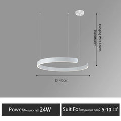 Nordic Led Ring Chandelier Modern Design Rose Gold Black White and Gold Lamp For Living Room Staircase Hotel Kitchen Bar Lights