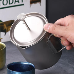 Lixada 750ml Titanium Coffee Cup Mug French Press Pot Coffee Maker Outdoor Camping Cooking Pot with Folding Titanium Spoon