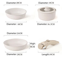 6PCS Pots and Pans Set Nonstick Detachable Handle Cookware Induction Kitchen Cookware Set with 2 Handles Dishwasher Oven Safe