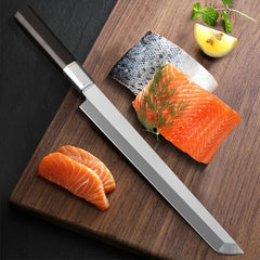 High Carbon Japanese Kitchen Knife Sushi Sashimi Knife Salmon Knife Meat Cleaver Cutting Fish Raw Fruit Fishing Cooking Tool