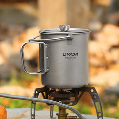 Lixada 750ml Titanium Coffee Cup Mug French Press Pot Coffee Maker Outdoor Camping Cooking Pot with Folding Titanium Spoon