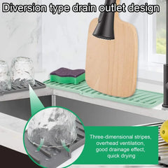 Kitchen Faucet Silicone Mat Bathroom Anti-Slip Sink Drain Mat, Slope Diversion Drainage Mat, Tableware Drying Protection Mat