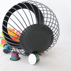 Coffee Pod Metal Holder Large Capacity Ball Shaped Holder Storage Basket Fruit Plate Drain Basket Home Kitchen Storage Basket
