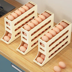 4 Layers Automatic Rolling Egg Holder Rack Kitchen Refrigerator Egg Dispenser Fridge Egg Storage Box Kitchen Storage Container
