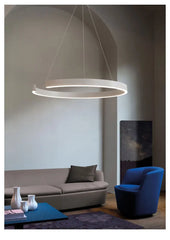 Nordic Led Ring Chandelier Modern Design Rose Gold Black White and Gold Lamp For Living Room Staircase Hotel Kitchen Bar Lights